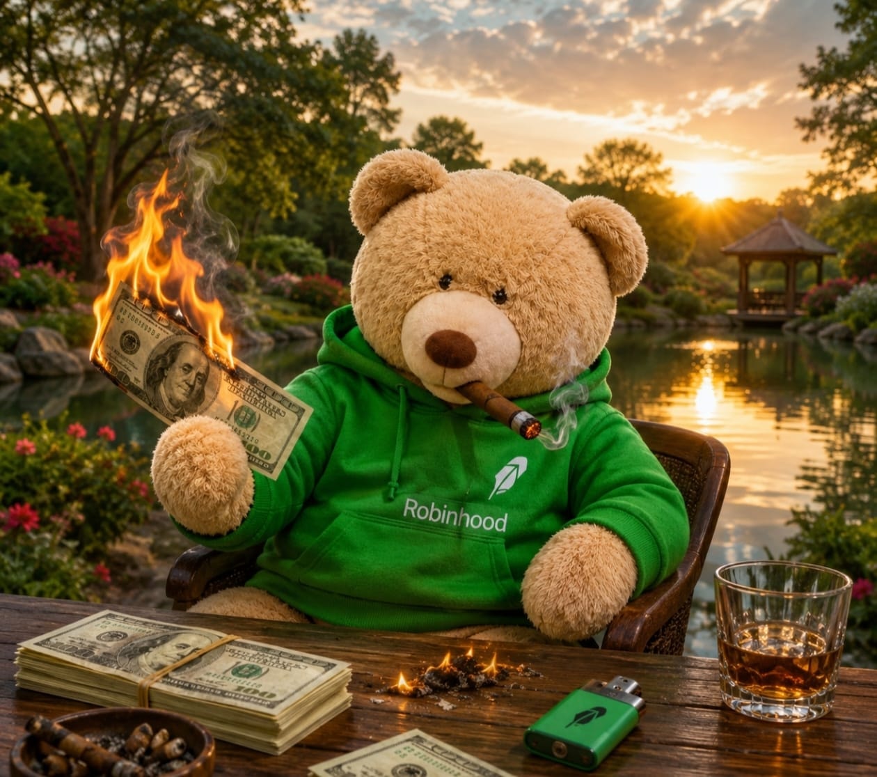 Bear with money bags